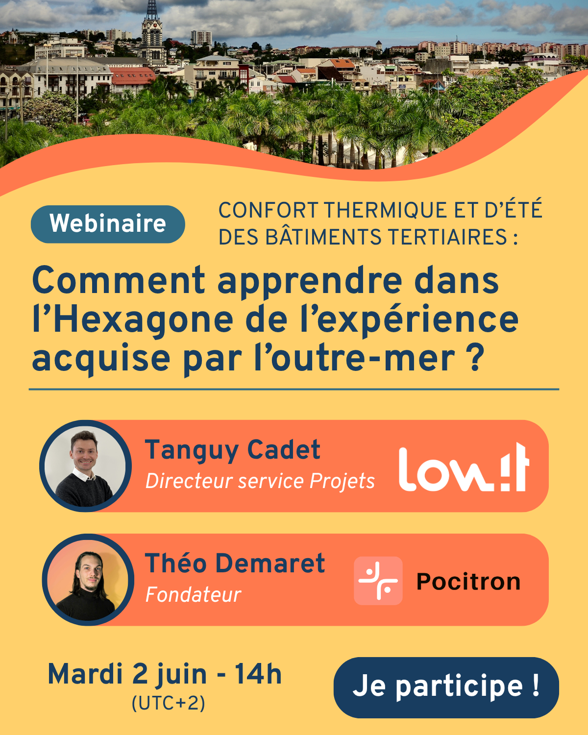 Visuel récapitulatif du webinaire du 2 juin 2026 sur le confort thermique, organisé par Lowit et Pocitron